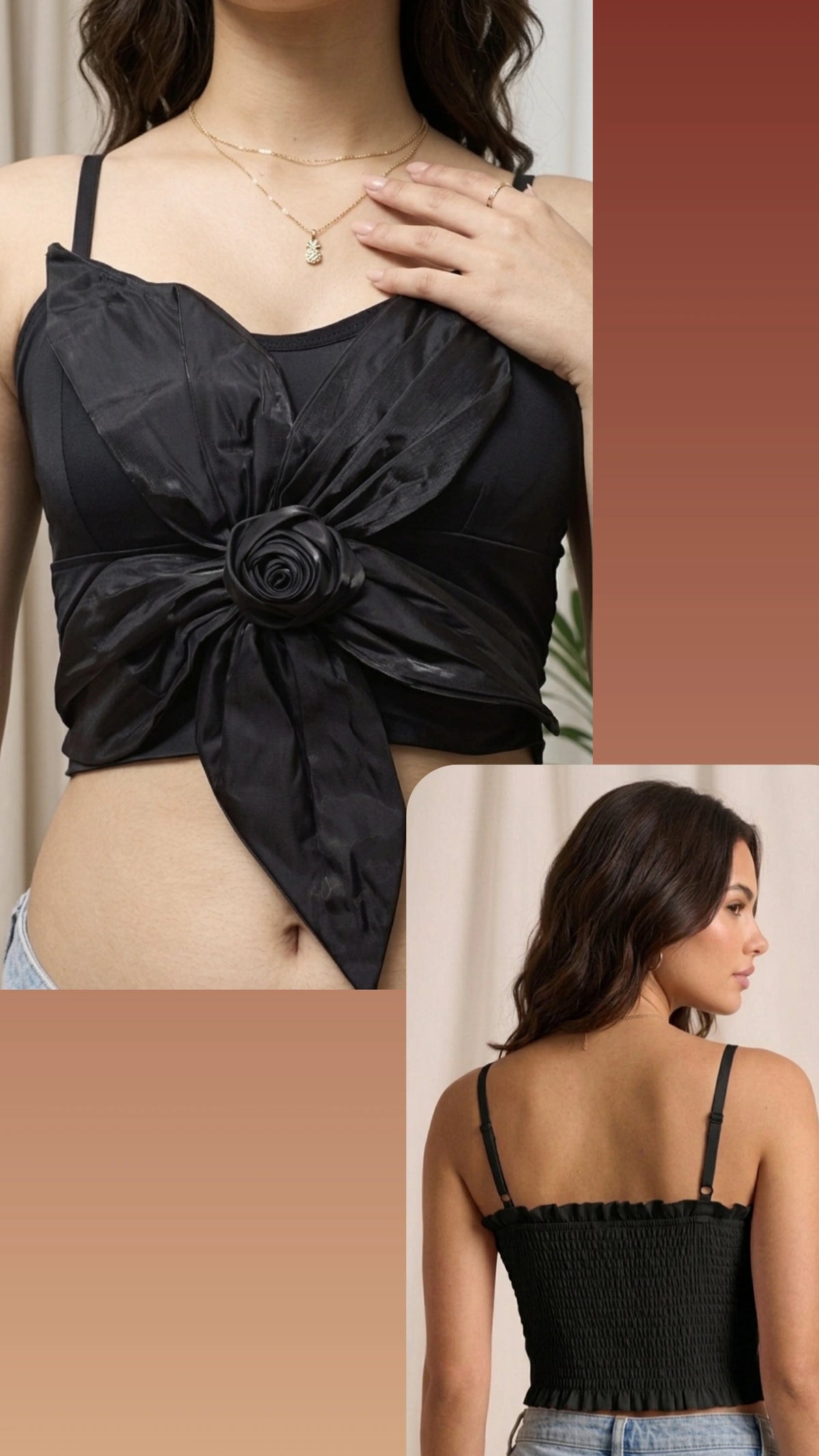 Floral knot top - Black